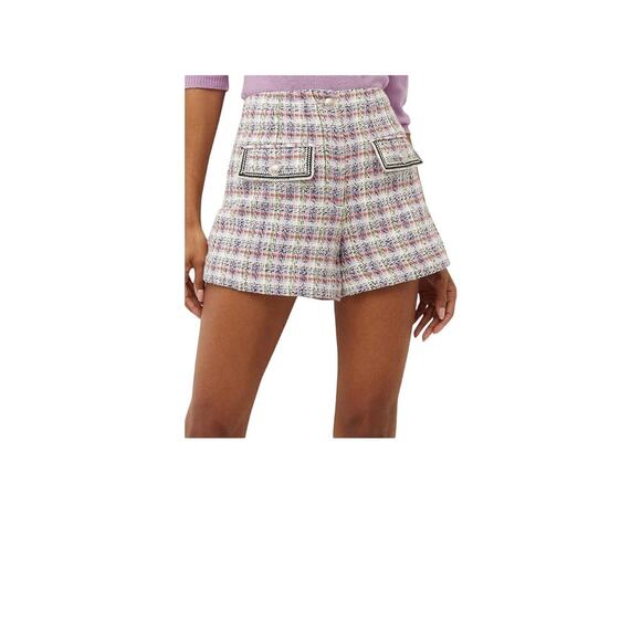 Veronica Beard Inara lavender lilac multi plaid tweed shorts size 2 - Picture 5 of 14